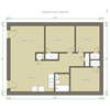 Floor plan for 3 beds, 1 bath, 800 sqft